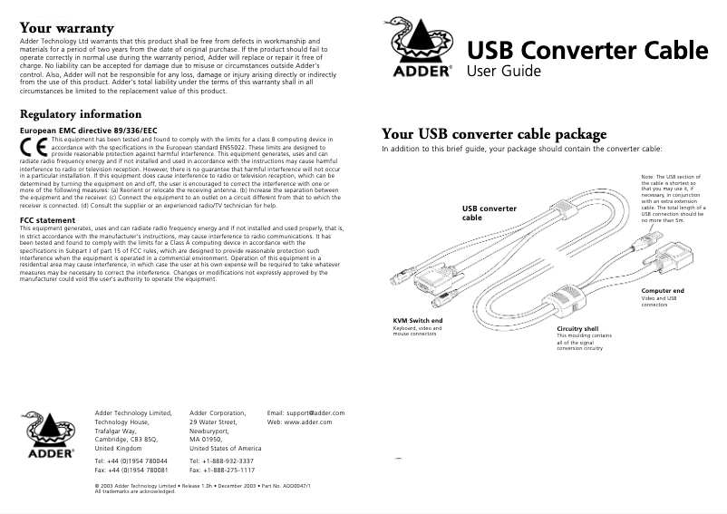 Imagen de la primera página del manual del dispositivo CCUSB-5M