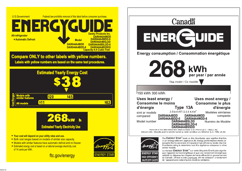 Página 1 del manual Etiqueta energética Danby Designer DAR044A4BSLDD-6