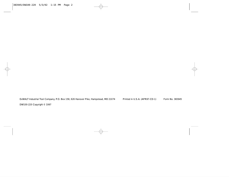 Página 1 del manual Manual de usuario DeWalt DW100