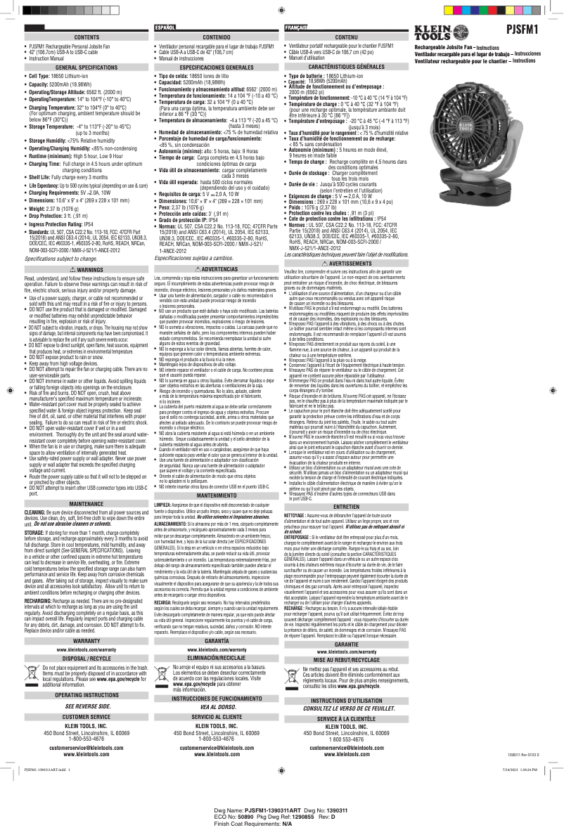 Imagen de la primera página del manual del dispositivo PJSFM1