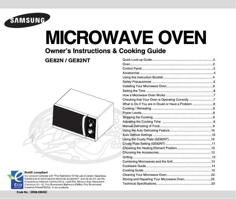 Página 1 del manual Manual de usuario Samsung GE82N