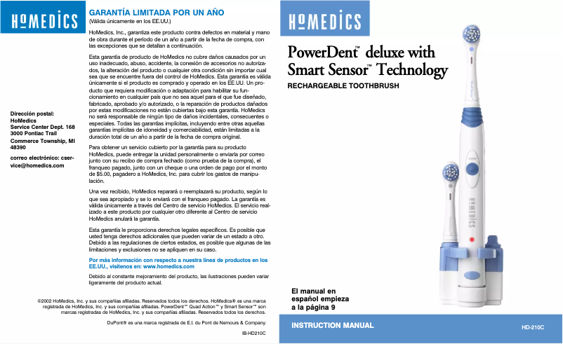 Imagen de la primera página del manual del dispositivo PowerDent deluxe HD-210