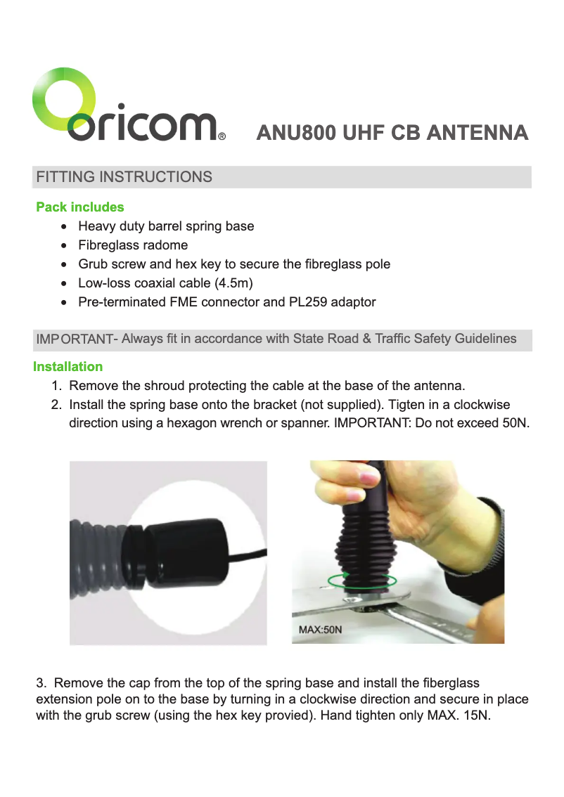 Página 1 del manual Manual de usuario Oricom ANU800