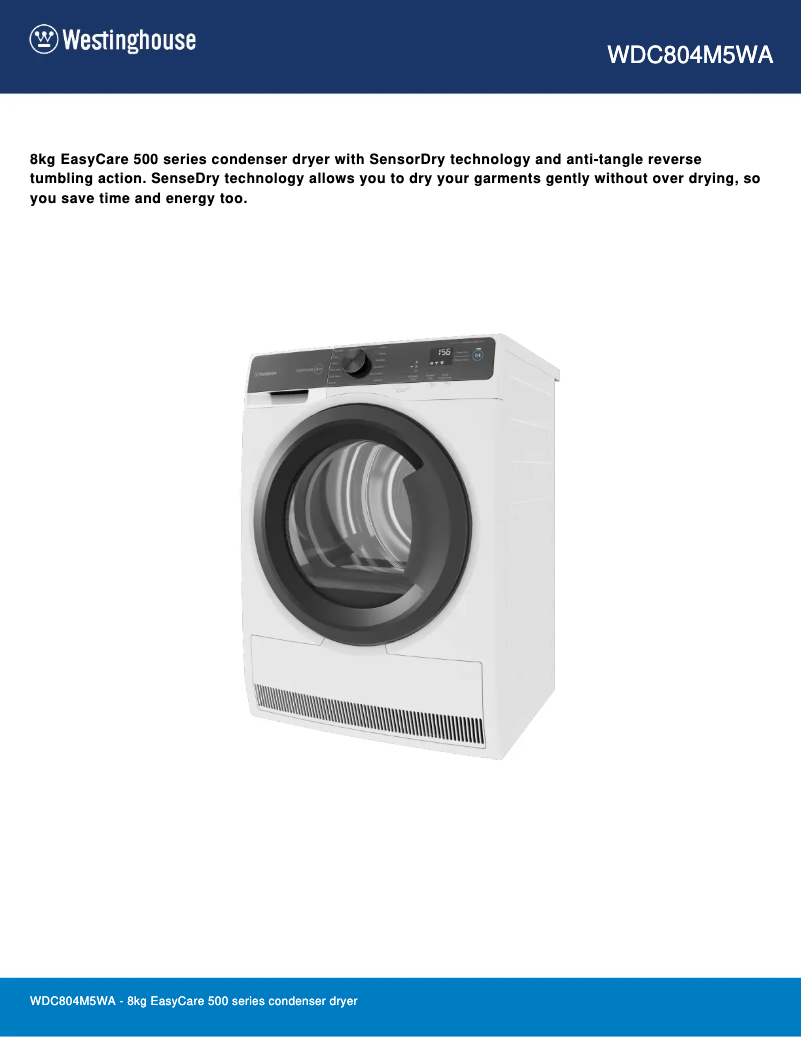 Imagen de la primera página del manual del dispositivo WDC804M5WA