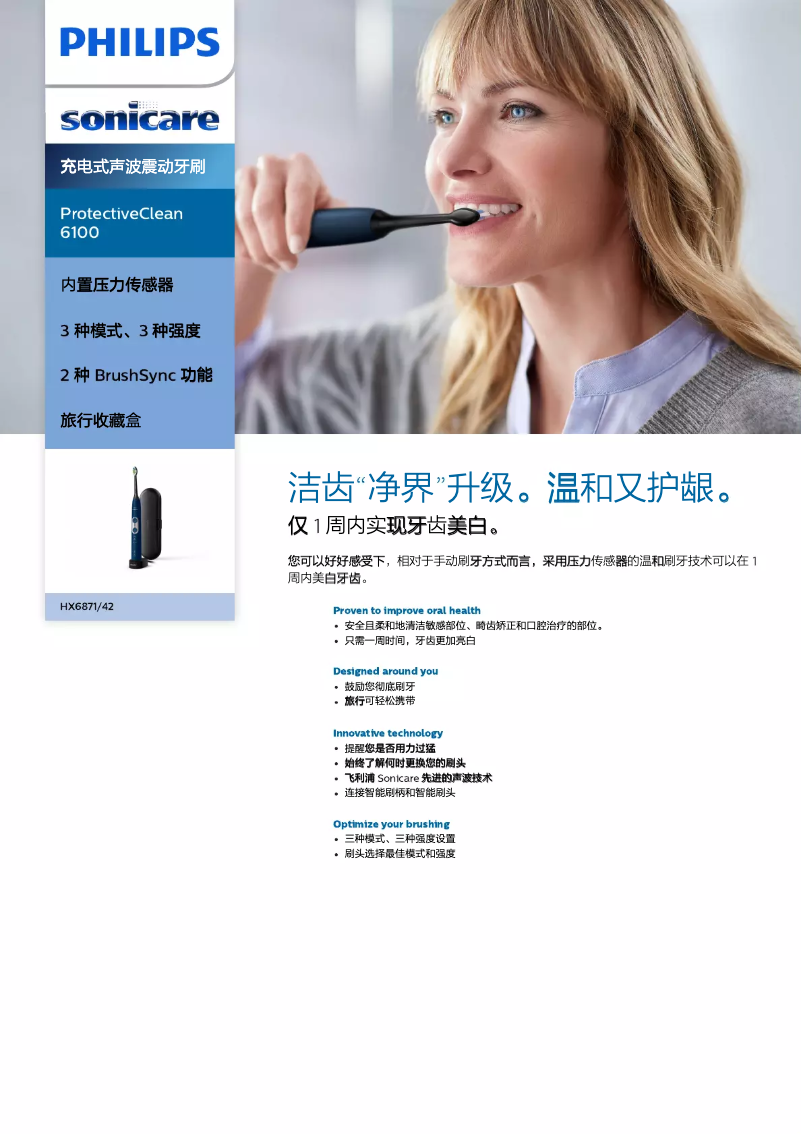 Imagen de la primera página del manual del dispositivo Sonicare ProtectiveClean 6100 HX6871