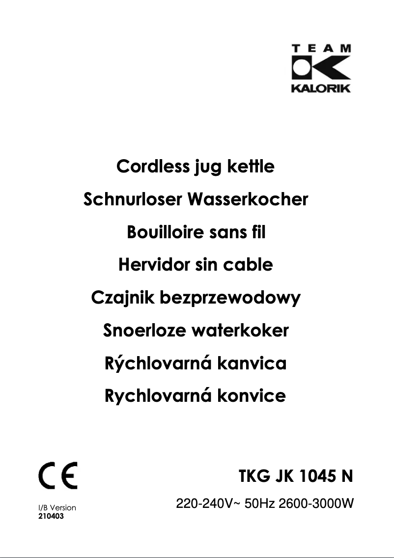 Página nº 1 - Manual de usuario Team TKG JK 1045 N