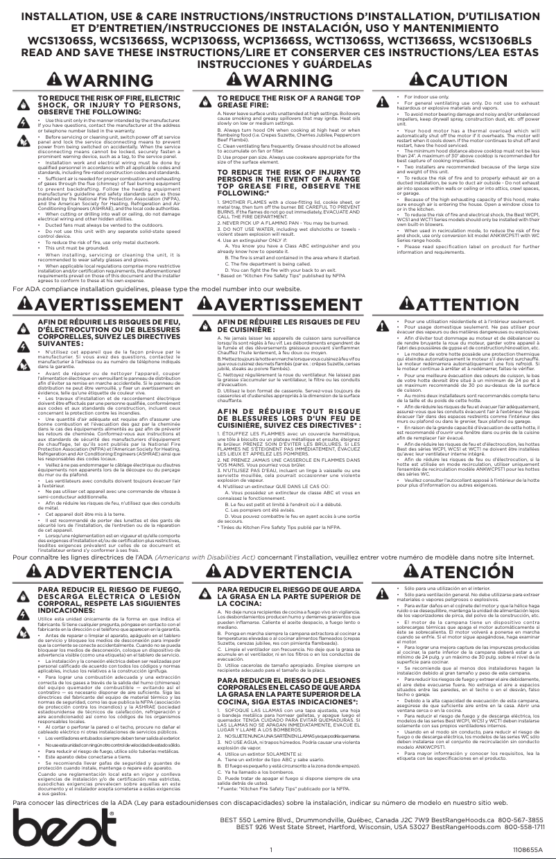 Imagen de la primera página del manual del dispositivo WCS1366SS