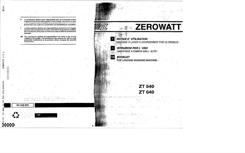 Página 1 del manual Manual de usuario Zerowatt ZT 640