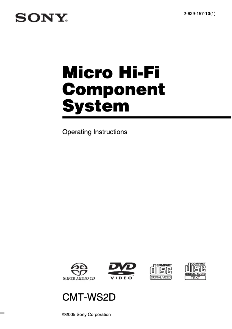 Página nº 1 - Manual de usuario Sony CMT-WS2D