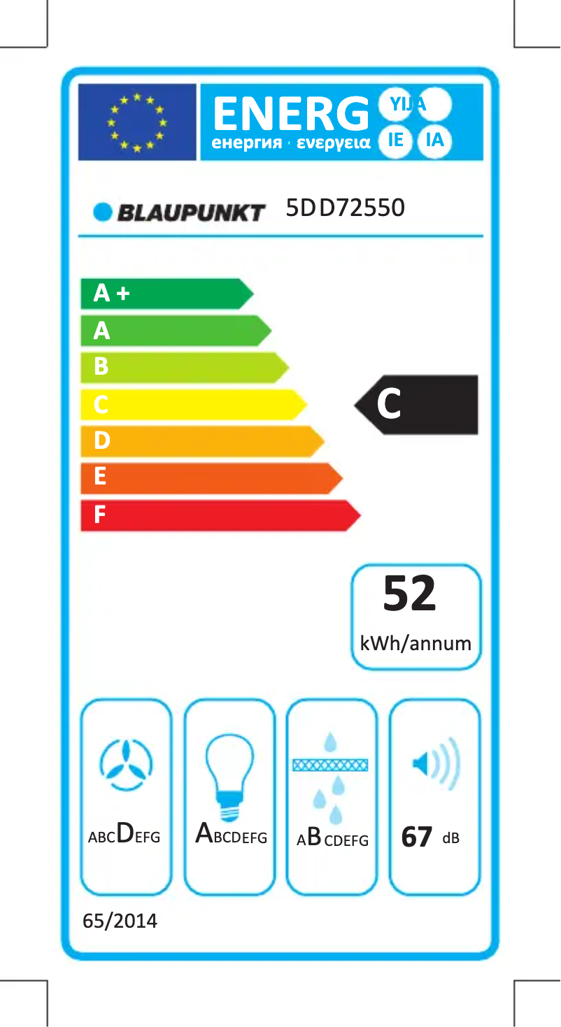 Página nº 1 - Etiqueta energética Blaupunkt 5DD72550