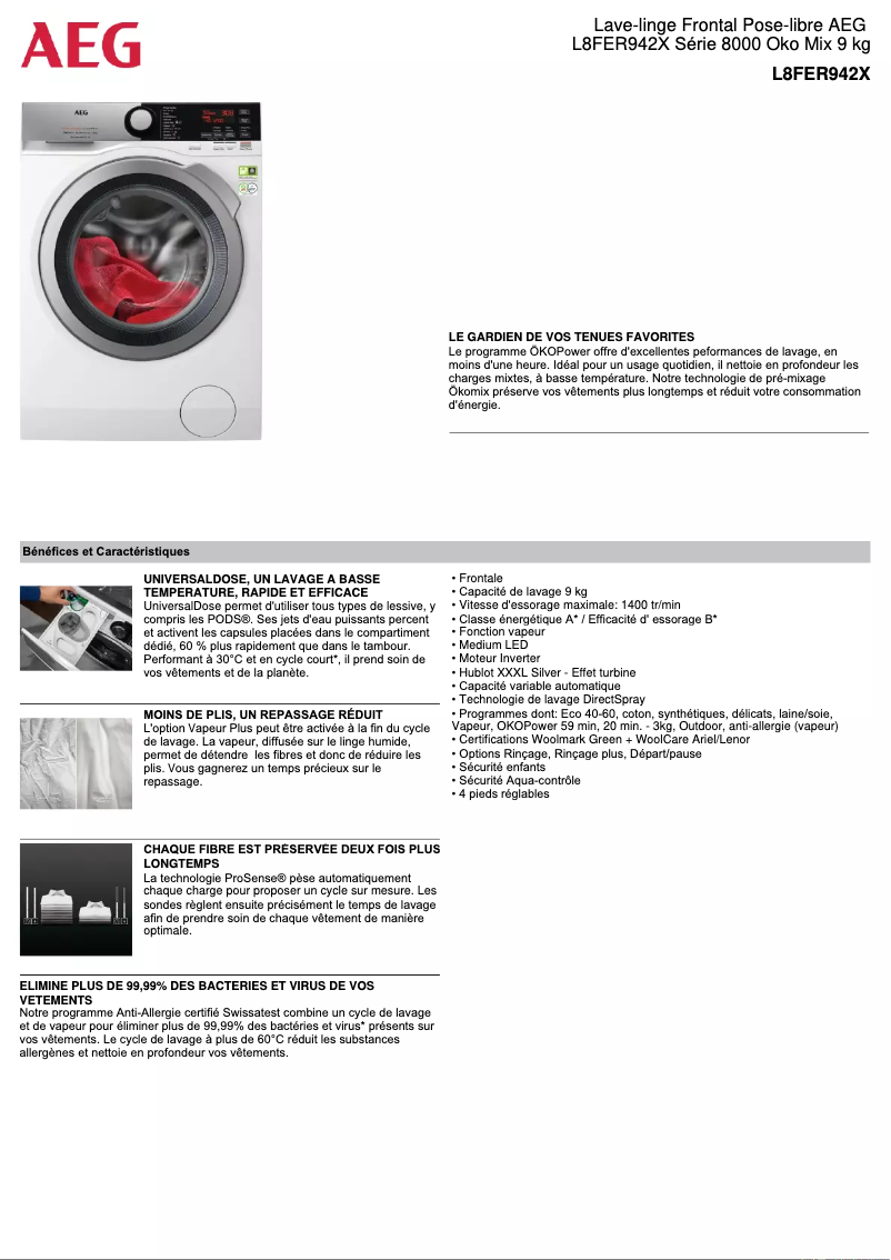Imagen de la primera página del manual del dispositivo L8FER942X