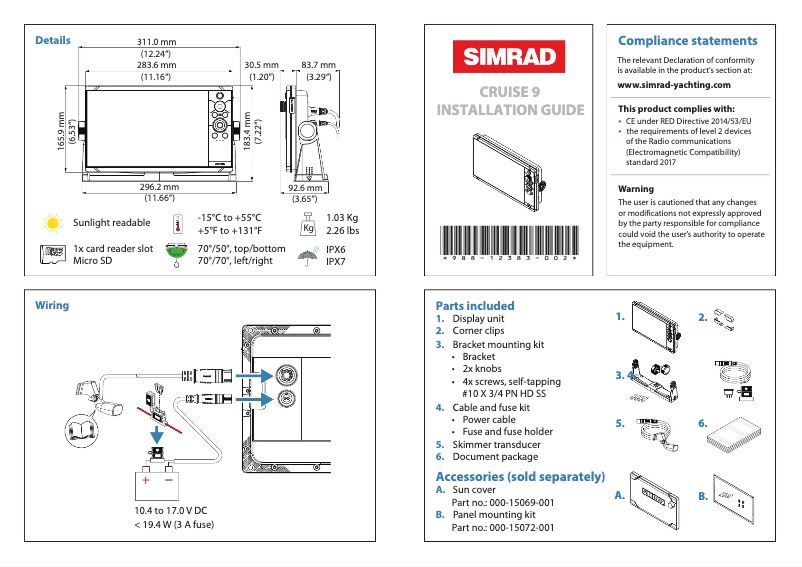 Página 1 del manual Manual de usuario Simrad Cruise 9