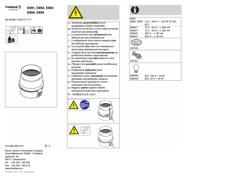 Imagen de la primera página del manual del dispositivo E891