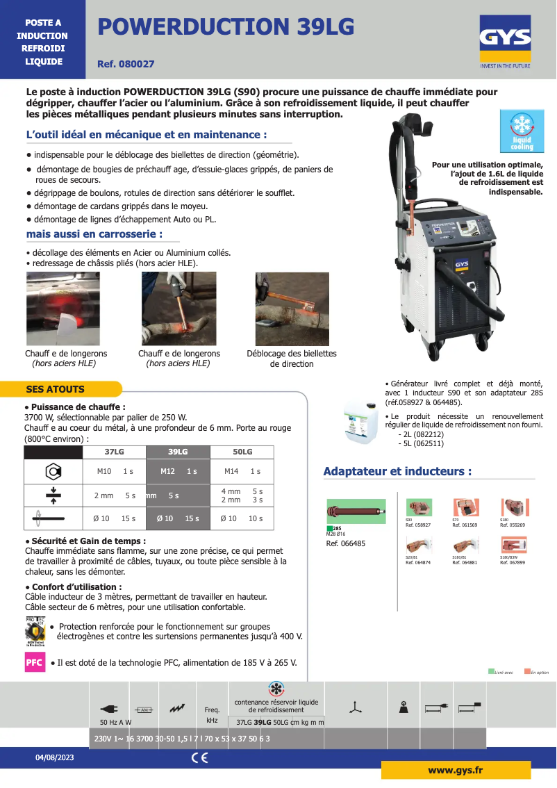 Página 1 del manual Ficha técnica GYS Powerduction 39LG
