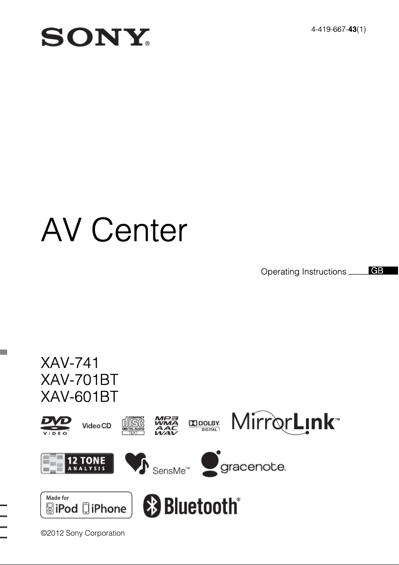 Imagen de la primera página del manual del dispositivo XAV-741