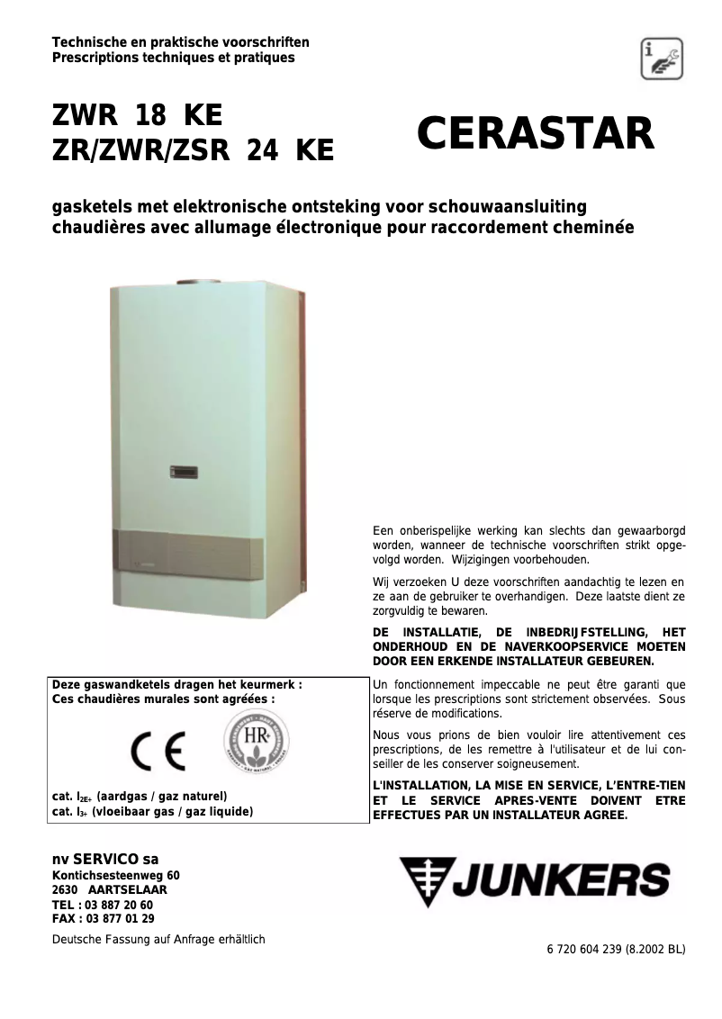 Imagen de la primera página del manual del dispositivo Cerastar ZWR 24 KE