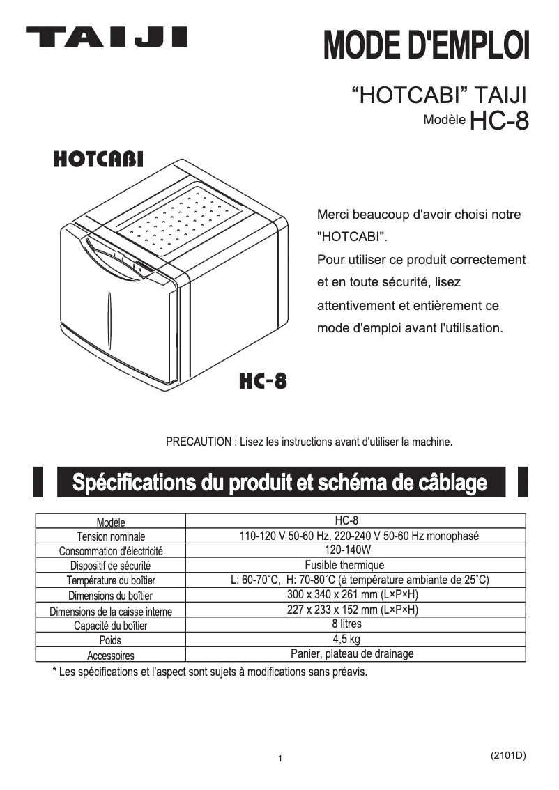 Imagen de la primera página del manual del dispositivo HC-8