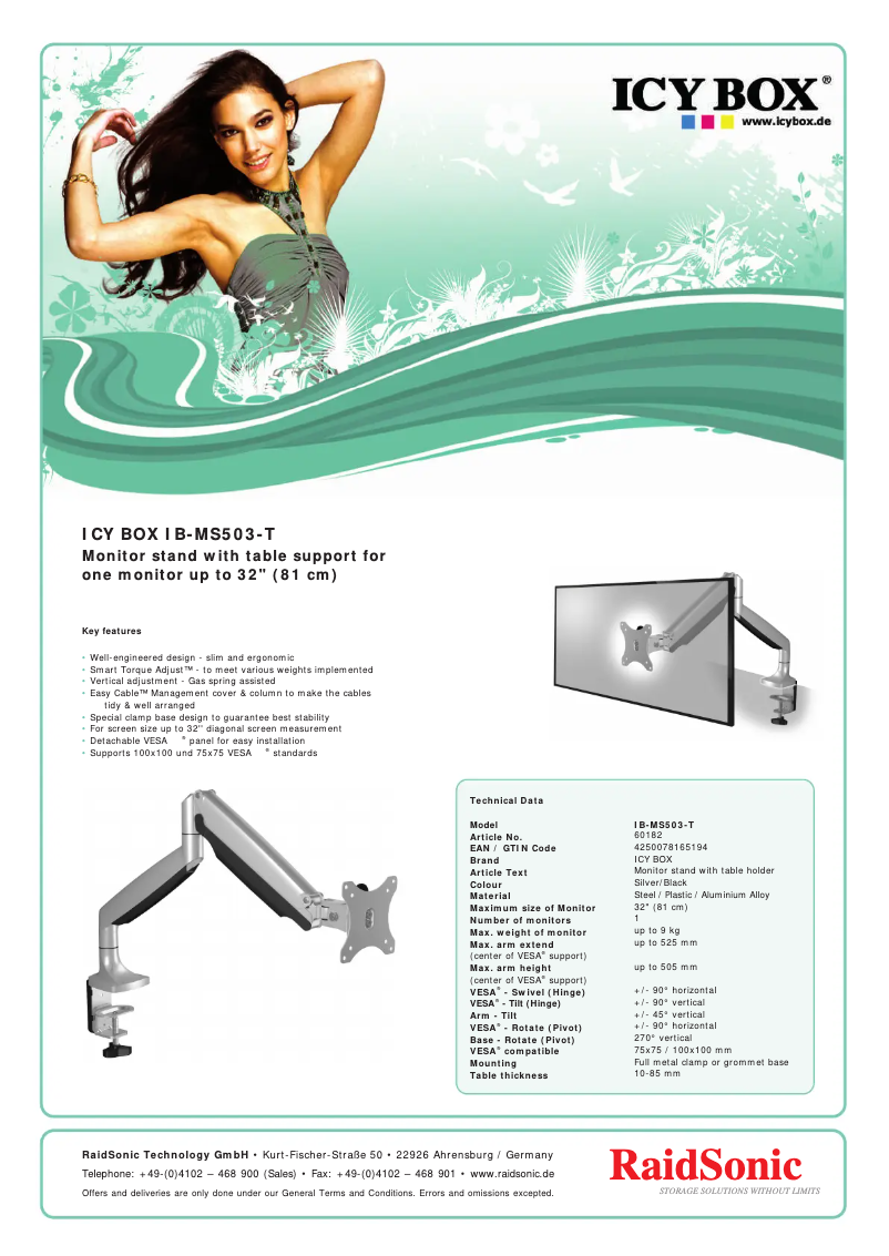 Página 1 del manual Ficha técnica Icy Box IB-MS503-T