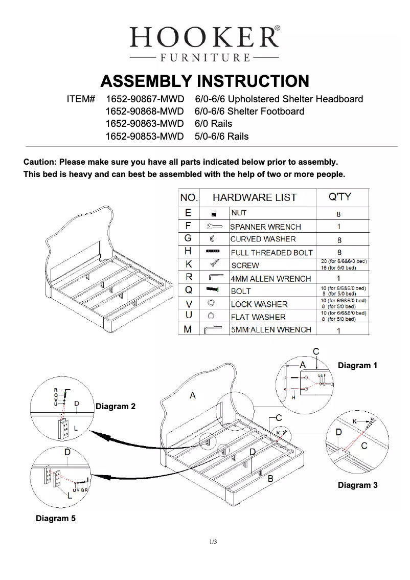Página 1 del manual Manual de usuario Hooker 1652-90868-MWD