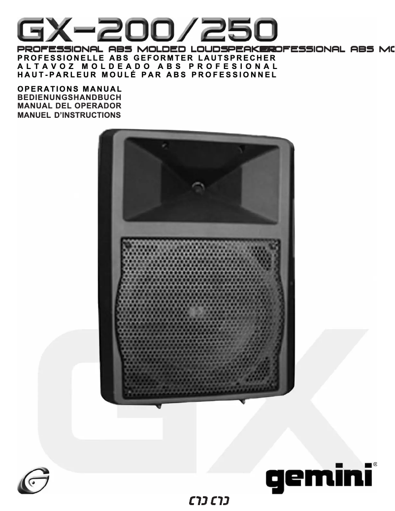 Imagen de la primera página del manual del dispositivo GX-250