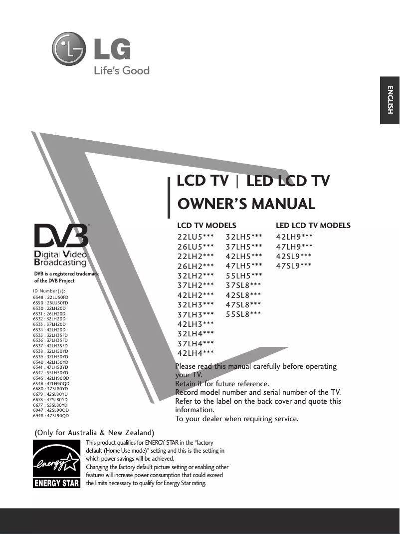Imagen de la primera página del manual del dispositivo 42LH20D