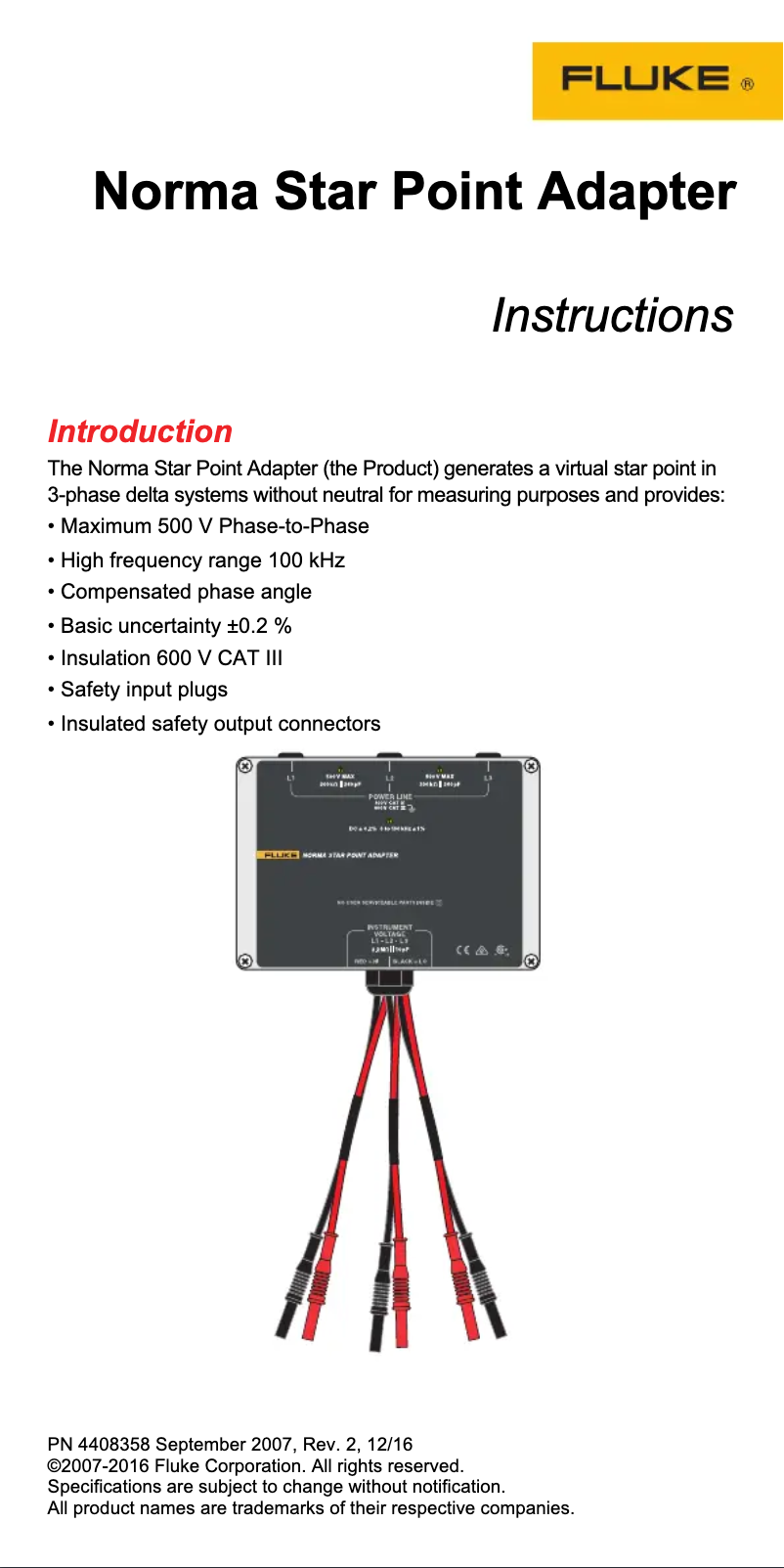 Página 1 del manual Instrucciones / montaje Fluke Norma 5000
