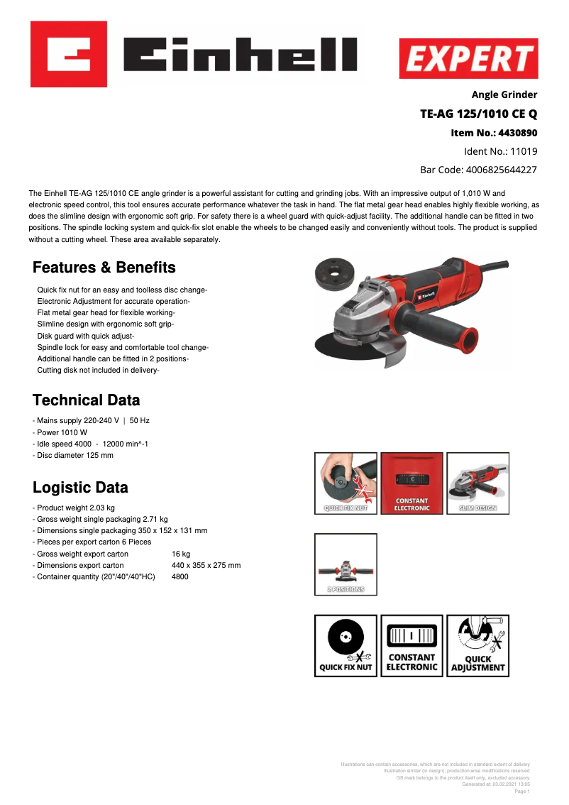 Imagen de la primera página del manual del dispositivo TE-AG 125/1010 CE Q