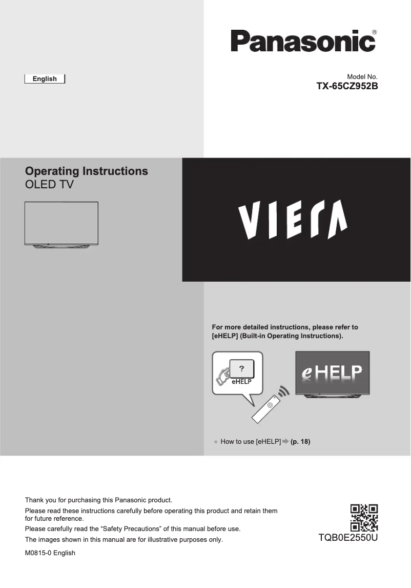 Imagen de la primera página del manual del dispositivo TX-65CZ952B