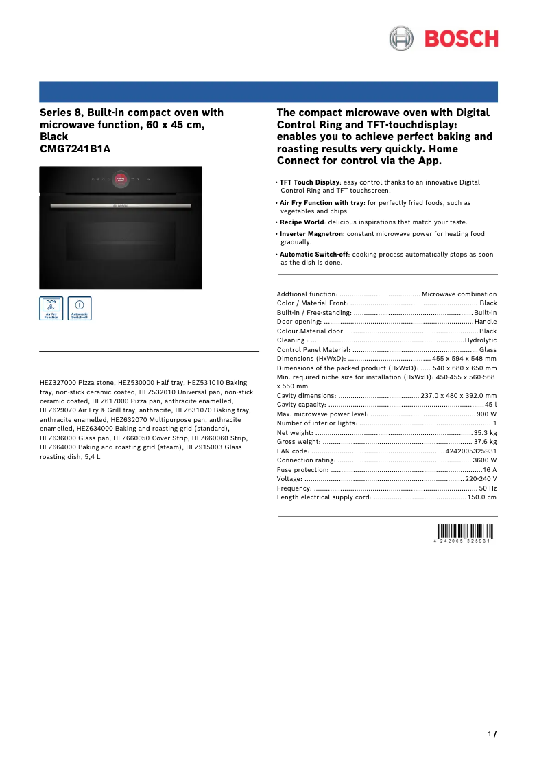 Imagen de la primera página del manual del dispositivo CMG7241B1A