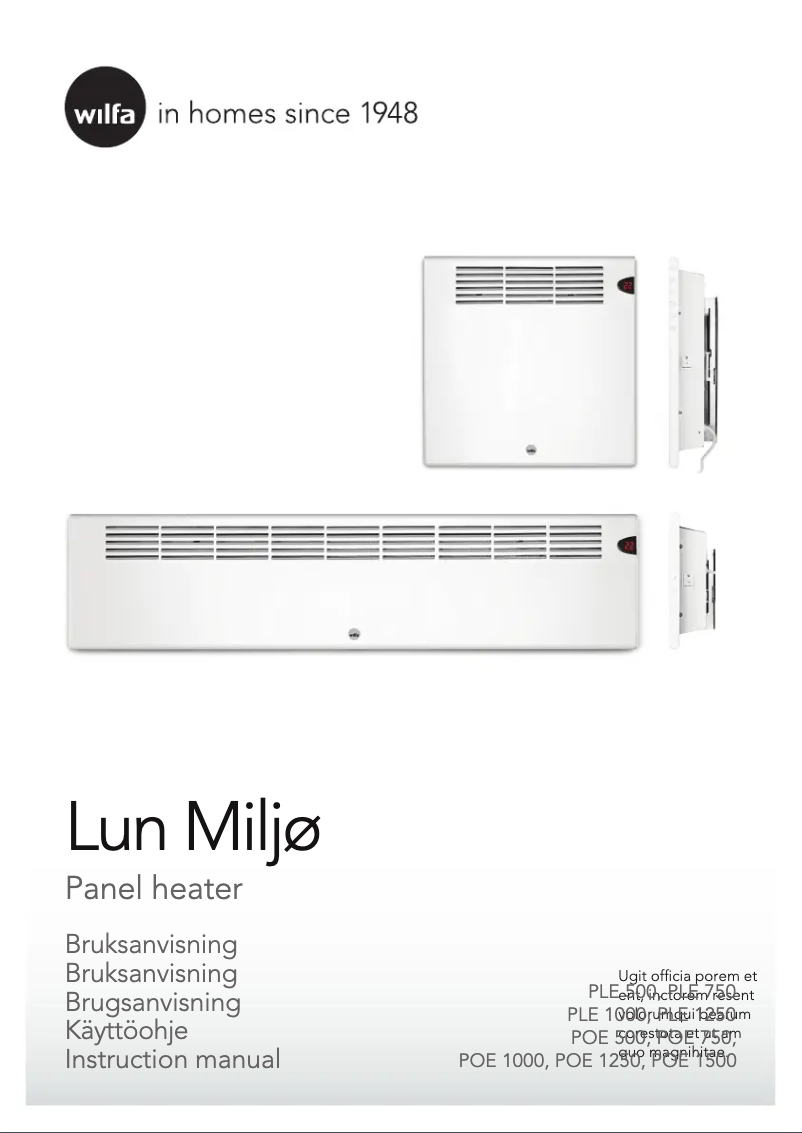 Imagen de la primera página del manual del dispositivo Lun Miljø POE-1500