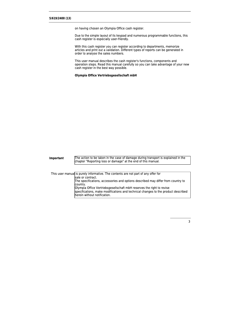 Página 1 del manual Manual de usuario Olympia CM 1712