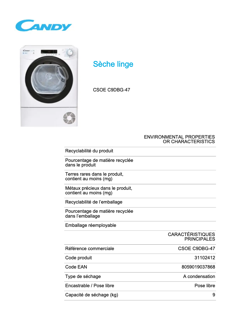 Imagen de la primera página del manual del dispositivo CSOE C9DBG-47