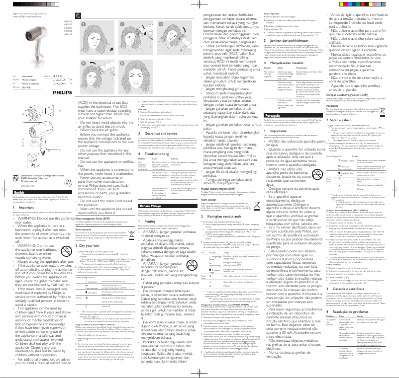 Página 1 del manual Manual de usuario Philips Shine & Protect HP8219