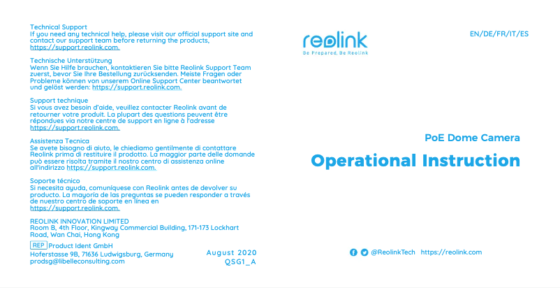 Página 1 del manual Manual de usuario Reolink RLC-520