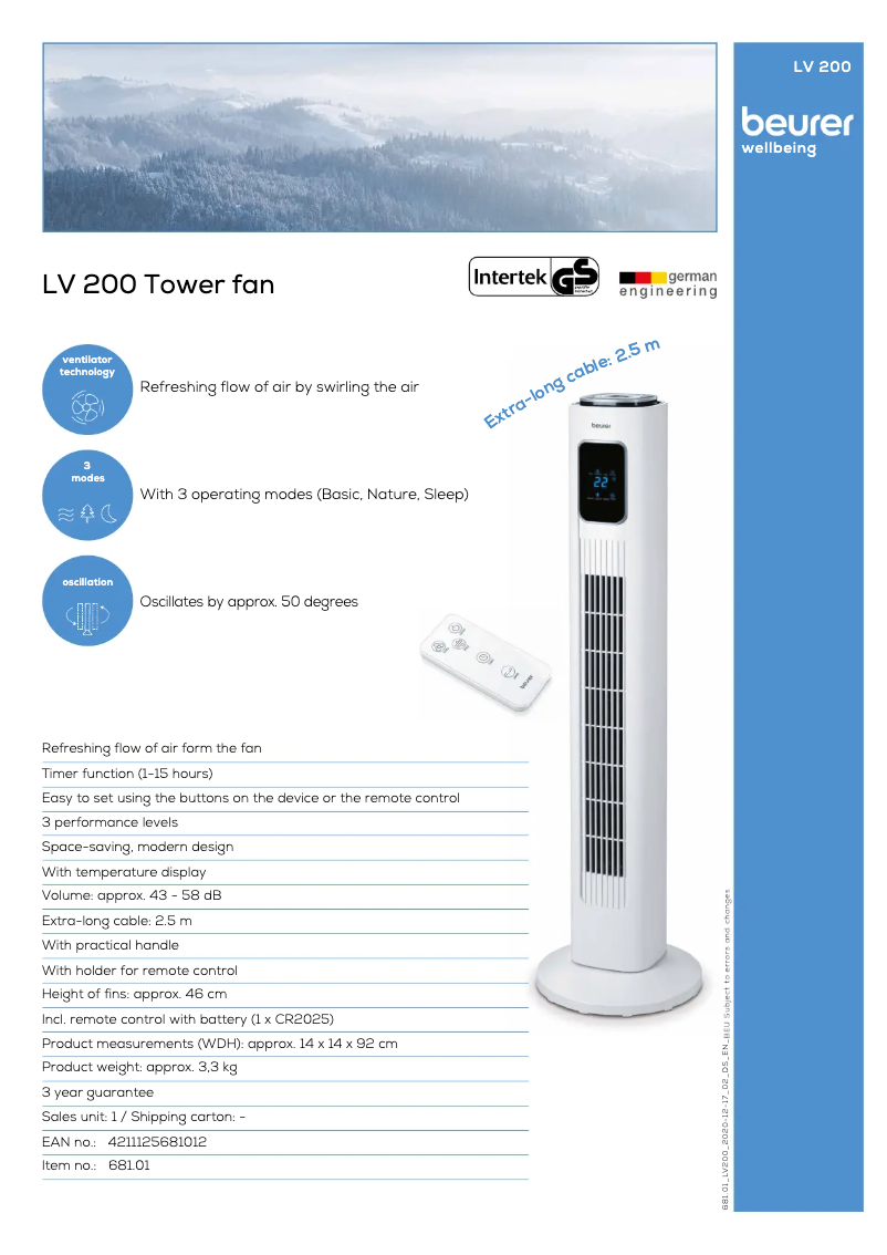 Imagen de la primera página del manual del dispositivo LV 200