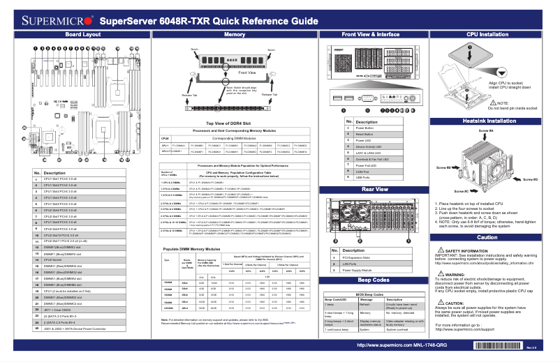 Imagen de la primera página del manual del dispositivo SuperServer 6048R-TXR