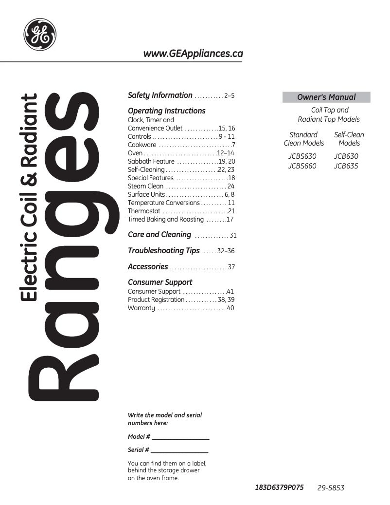 Página 1 del manual Manual de usuario GE JCB630SFSS