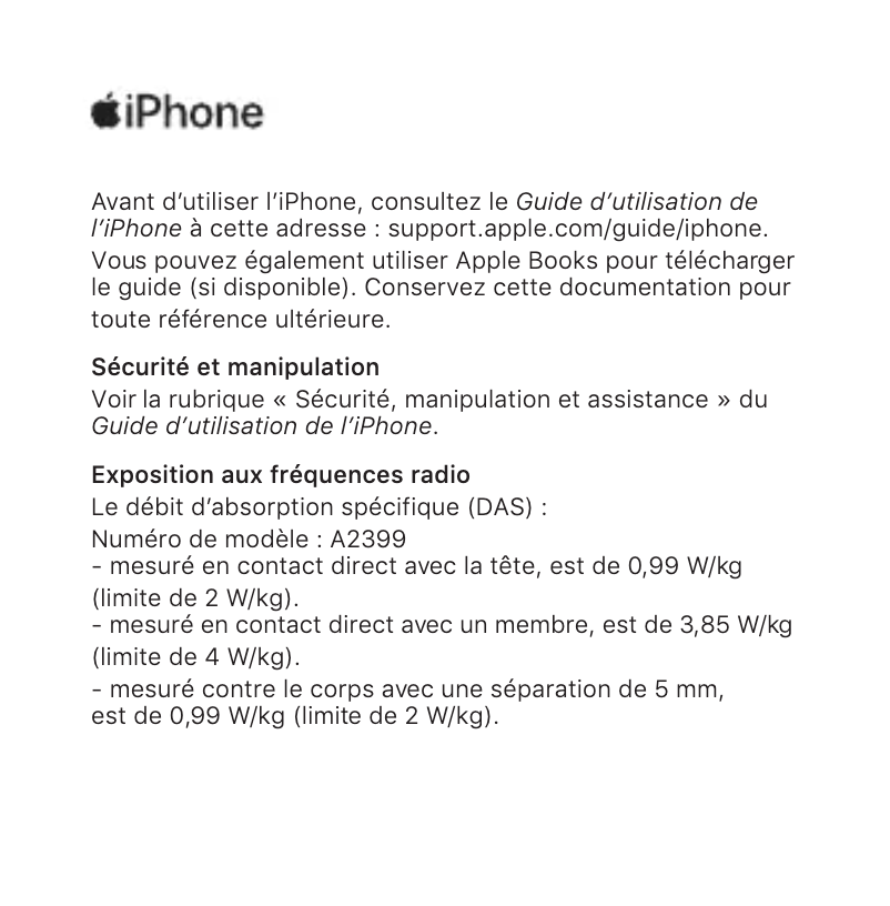 Imagen de la primera página del manual del dispositivo iPhone SE