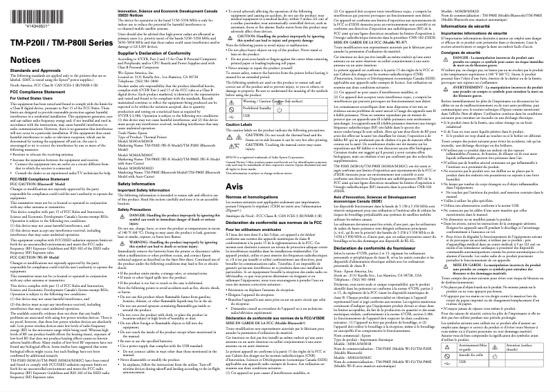 Imagen de la primera página del manual del dispositivo Mobilink TM-P80II Plus