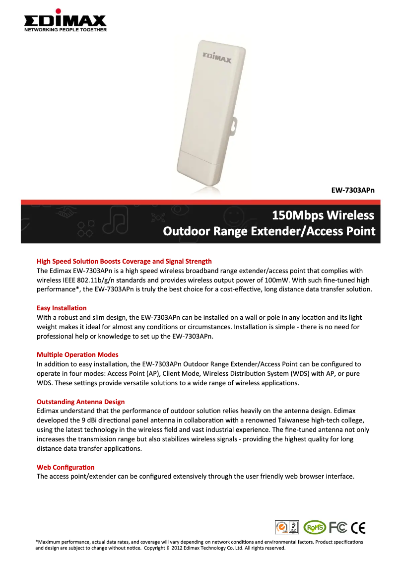 Página nº 1 - Ficha técnica Edimax EW-7303APN