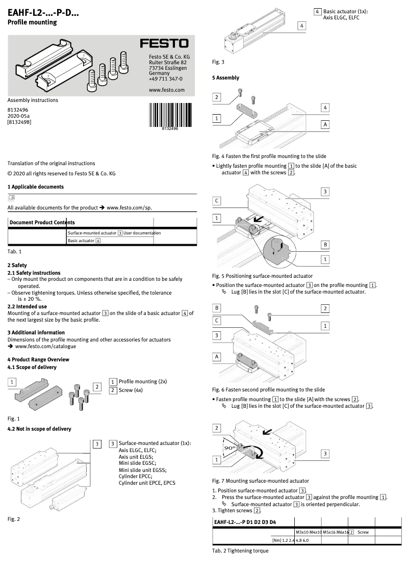 Página 1 del manual Manual de usuario Festo EAHF-L2-45-P-D3