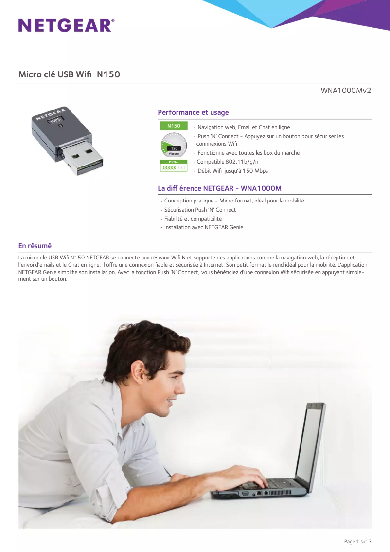 Imagen de la primera página del manual del dispositivo WNA1000Mv2