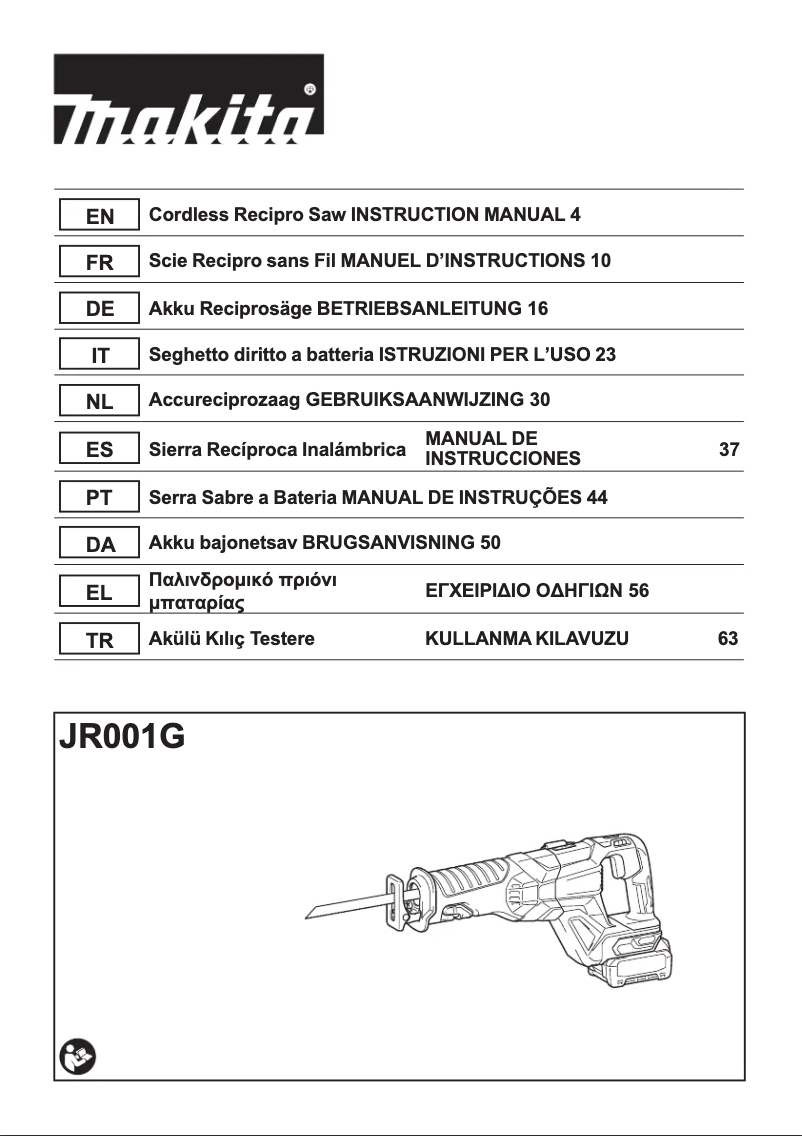 Página 1 del manual Manual de usuario Makita JR001G