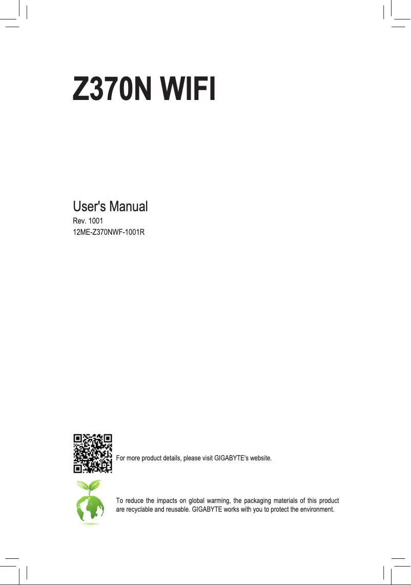 Página 1 del manual Manual de usuario Gigabyte Z370N WIFI