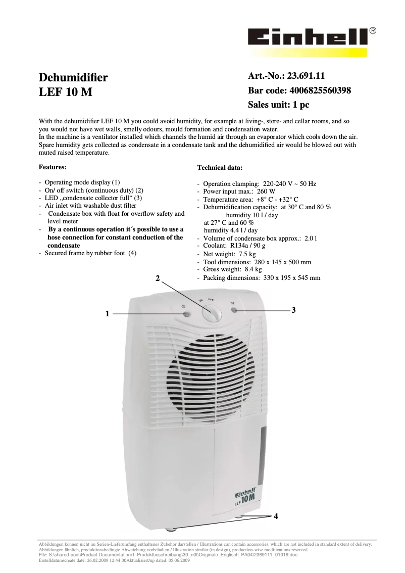 Página 1 del manual Manual de usuario Einhell LEF 10 M