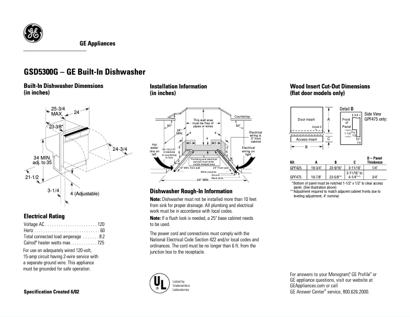 Imagen de la primera página del manual del dispositivo GSD5300GBB