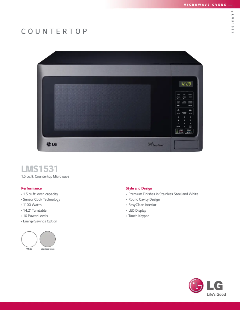 Página 1 del manual Ficha técnica LG LMS1531SW