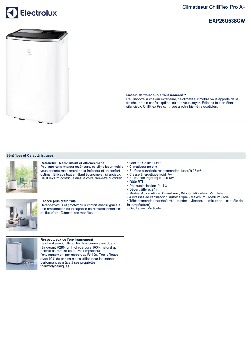 Página 1 del manual Ficha técnica Electrolux EXP26U538CW