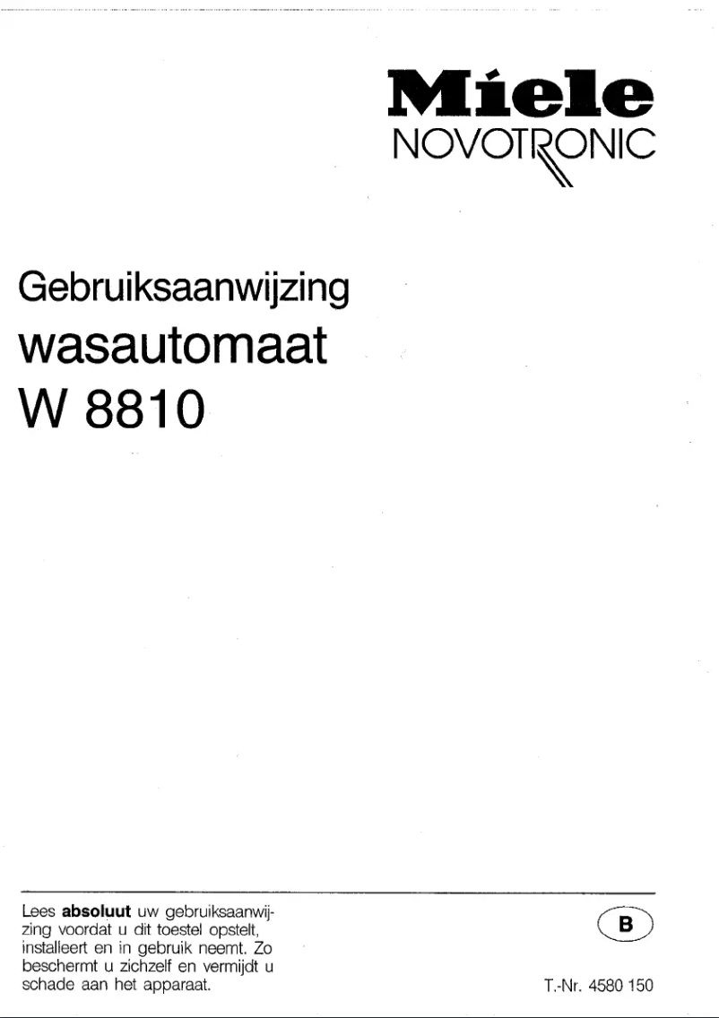 Página 1 del manual Manual de usuario Miele Novotronic W8810