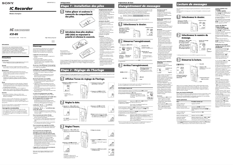 Imagen de la primera página del manual del dispositivo ICD-B5